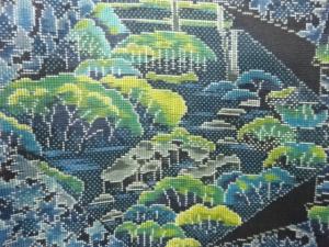 アンティーク　色紙に樹木模様織出し本場泥大島紬着物（5マルキ）